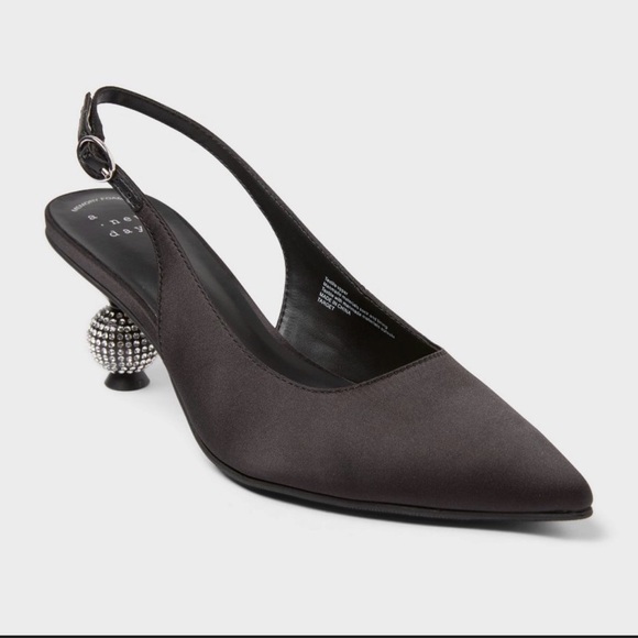 a new day Black Slingback Heels with Embellished Heel - Picture 2 of 2